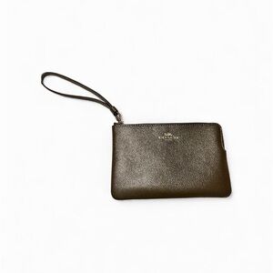 Coach Canteen colored (brown/green) corner zip Leather Wristlet